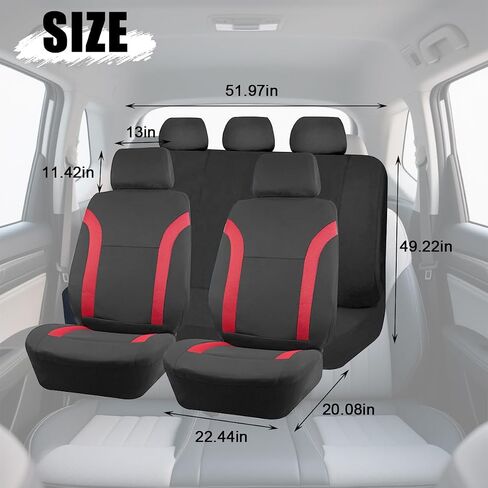Car Seat Cover Full Sets, 9PCS Waterproof Vehicle Front and Rear Split Bench Covers with 3D Foam Back Support, Breathable Auto Seat Protective Accessories, Universal for SUV RV Truck (Blue) in Saudi Arabia