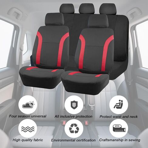 Car Seat Cover Full Sets, 9PCS Waterproof Vehicle Front and Rear Split Bench Covers with 3D Foam Back Support, Breathable Auto Seat Protective Accessories, Universal for SUV RV Truck (Blue) in Saudi Arabia