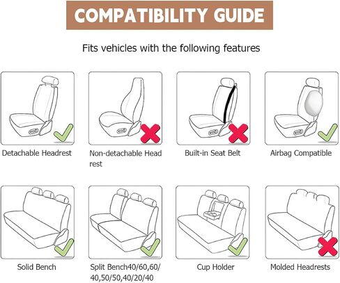 Car Seat Cover Full Sets, 9PCS Waterproof Vehicle Front and Rear Split Bench Covers with 3D Foam Back Support, Breathable Auto Seat Protective Accessories, Universal for SUV RV Truck (Blue) in Saudi Arabia