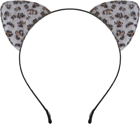 Edoneery Halloween Cat Ears Headband for Women, Furry Leopard Cat Ear Hairband, Costume Hair Accessory for Cosplay Parties in Kuwait