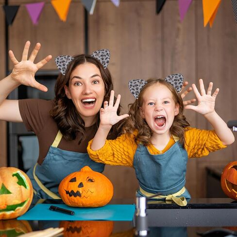 Edoneery Halloween Cat Ears Headband for Women, Furry Leopard Cat Ear Hairband, Costume Hair Accessory for Cosplay Parties in Kuwait