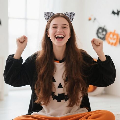 Edoneery Halloween Cat Ears Headband for Women, Furry Leopard Cat Ear Hairband, Costume Hair Accessory for Cosplay Parties in Kuwait