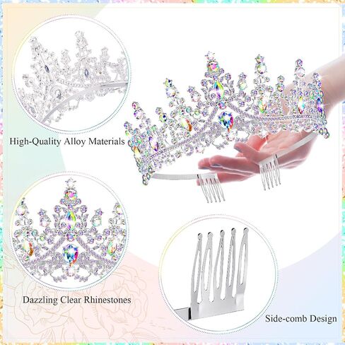 Tiaras and Crowns for Women Princess Crystal Tiara Crown with Comb Rhinestone Hair Accessories for Halloween in Saudi Arabia