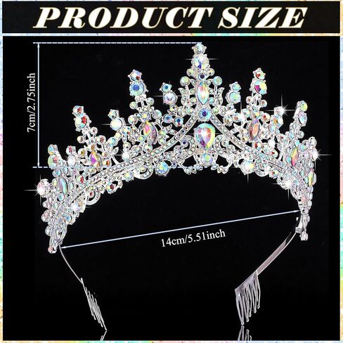 Tiaras and Crowns for Women Princess Crystal Tiara Crown with Comb Rhinestone Hair Accessories for Halloween in Saudi Arabia