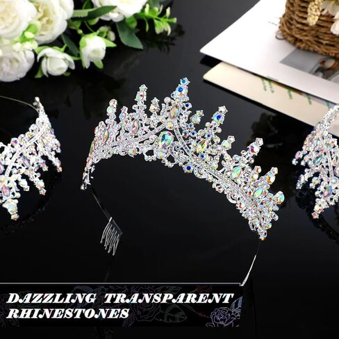 Tiaras and Crowns for Women Princess Crystal Tiara Crown with Comb Rhinestone Hair Accessories for Halloween in Saudi Arabia