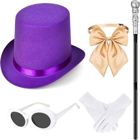 5 Pcs Halloween Chocolate Men Costume Set Include Top Hat,Staff,Gloves Bow Tie and Sunglasses for Men Women Party Dress Up in Saudi Arabia