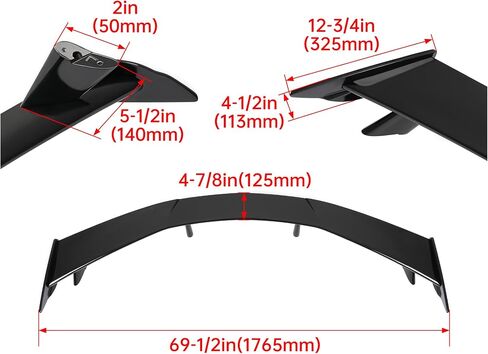 HECASA Rear Trunk Spoiler Compatible with 2020 2021 2022 2023 2024 Corvette C8 Models Rear High Wing Spoiler, Glossy Black in Saudi Arabia