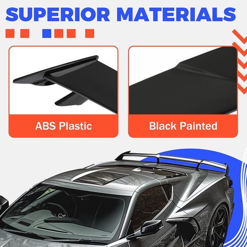 HECASA Rear Trunk Spoiler Compatible with 2020 2021 2022 2023 2024 Corvette C8 Models Rear High Wing Spoiler, Glossy Black in Saudi Arabia