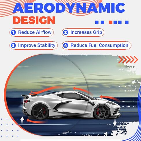 HECASA Rear Trunk Spoiler Compatible with 2020 2021 2022 2023 2024 Corvette C8 Models Rear High Wing Spoiler, Glossy Black in Saudi Arabia
