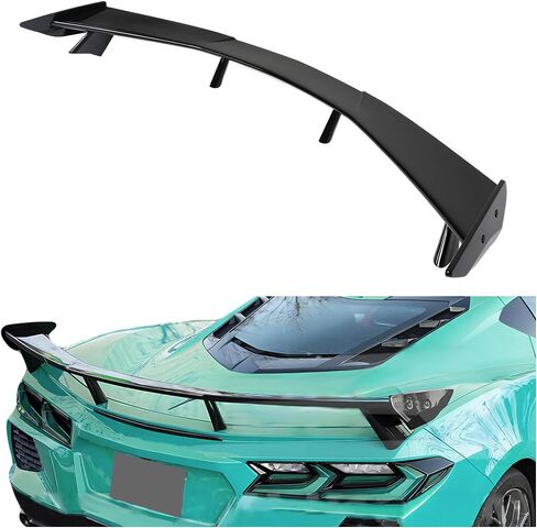 HECASA Rear Trunk Spoiler Compatible with 2020 2021 2022 2023 2024 Corvette C8 Models Rear High Wing Spoiler, Glossy Black in Saudi Arabia