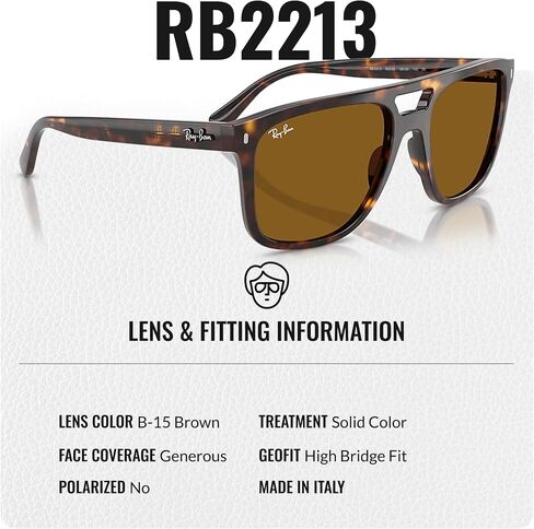 Ray-Ban RB2213 Square Shaped Sunglasses for Men & Women with Official RAYBAN Eyewear Kit in Saudi Arabia