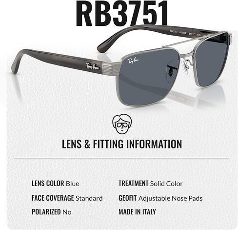 Ray-Ban RB3751 Square Shaped Sunglasses for Men & Women with Official RAYBAN Eyewear Kit in Saudi Arabia