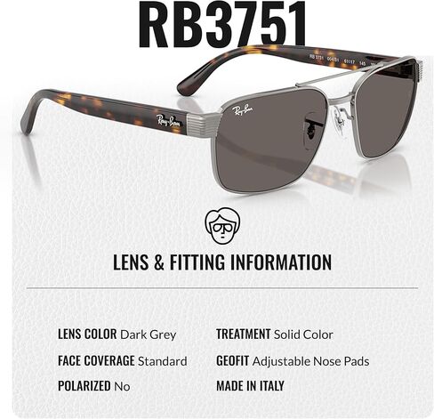 نظارات شمسية Ray-Ban RB3751 مربعة الشكل للرجال والنساء مع مجموعة نظارات RAYBAN الرسمية in Kuwait
