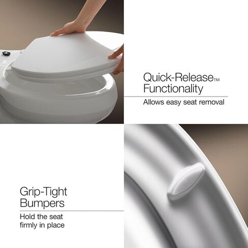 KOHLER 75796-RL-0 مقعد مرحاض مطول مزود بإضاءة ليلية، مقعد مرحاض مع ضوء ليلي، مصدات محكمة الإمساك، غطاء ومقعد هادئ الإغلاق، أبيض in Saudi Arabia