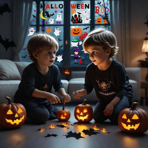 5 قطع من جل ملصقات نوافذ الهالوين، ديكورات للمكتب والفصل الدراسي والثلاجة - ملصقات للنوافذ (ساحرة) in Kuwait