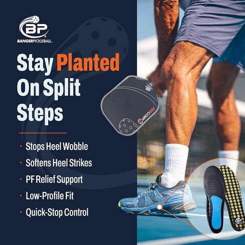 Banger CourtLoc Pickleball Insoles for Men – Low-Profile Arch Support Shoe Inserts, Lateral Stability & Plantar Fasciitis Relief Support – Trim-to-Fit, Moisture-Wicking Court Sport Insole in Saudi Arabia