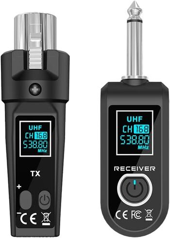 Wireless Microphone Transmitter Receiver 2.4Ghz, XLR Microphone Wireless System, Rechargeable Wireless Mic Adapter for Audio Mixer, Dynamic Mic, Electric Guitar Bass (1 receive + 2transmit) in Kuwait