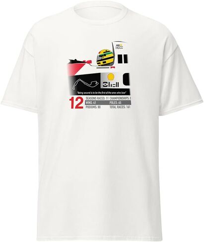 Generic Ayrton Senna Racing MP4-5b World Champion T-Shirt, White in Saudi Arabia