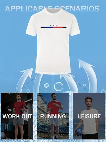 Men's Paris Graphic T-Shirt Quick-Dry Breathable Mesh Tees Letter Printed Short Sleeve Round Neck Casual Design Tops in Saudi Arabia