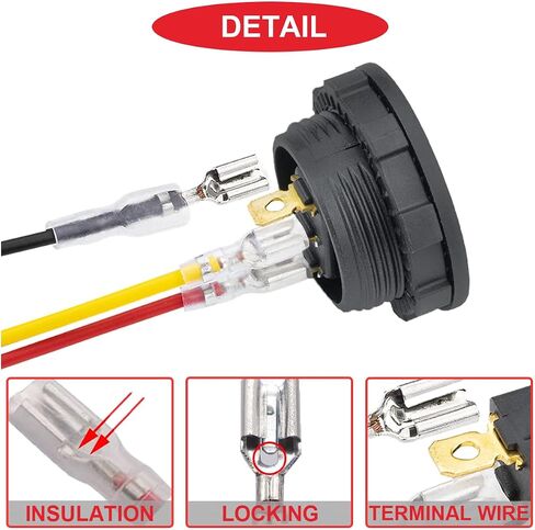 4 قطع مفتاح الروك الدائري DC 12V 20A 24V 10A، مفتاح مضاء أصفر LED SPST 3 دبوس تشغيل 12 فولت DC تبديل التبديل للسيارات والقارب RV مع أسلاك طرفية مغلقة بغطاء دائري in Saudi Arabia