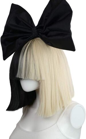 EpicCosplay: باروكة أزياء Sia المرخصة رسميًا تتضمن ربطة عنق سوداء للنساء والمراهقين in Saudi Arabia