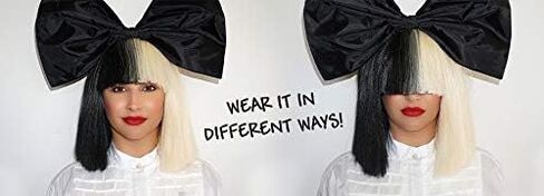 EpicCosplay: باروكة أزياء Sia المرخصة رسميًا تتضمن ربطة عنق سوداء للنساء والمراهقين in Saudi Arabia