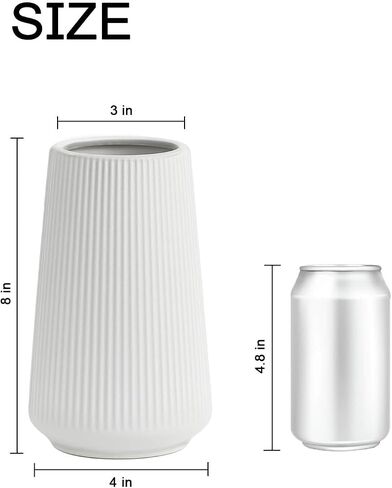 Matte White Ceramic Vase – Frosted Elegant Flower Vase for Pampas Grass, Dried or Fresh Flowers, Modern Minimalist Farmhouse Home Decor for Living Room, Dining Table, Wedding Centerpiece in Saudi Arabia
