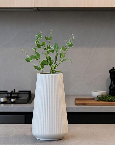 Matte White Ceramic Vase – Frosted Elegant Flower Vase for Pampas Grass, Dried or Fresh Flowers, Modern Minimalist Farmhouse Home Decor for Living Room, Dining Table, Wedding Centerpiece in Saudi Arabia