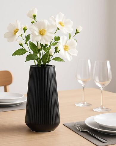 Matte White Ceramic Vase – Frosted Elegant Flower Vase for Pampas Grass, Dried or Fresh Flowers, Modern Minimalist Farmhouse Home Decor for Living Room, Dining Table, Wedding Centerpiece in Saudi Arabia