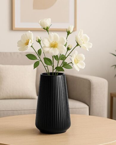 Matte White Ceramic Vase – Frosted Elegant Flower Vase for Pampas Grass, Dried or Fresh Flowers, Modern Minimalist Farmhouse Home Decor for Living Room, Dining Table, Wedding Centerpiece in Saudi Arabia