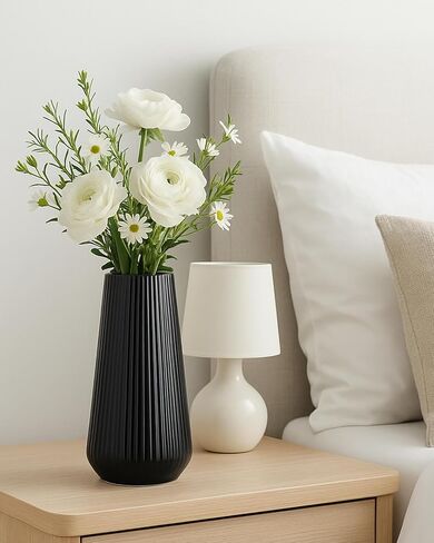 Matte White Ceramic Vase – Frosted Elegant Flower Vase for Pampas Grass, Dried or Fresh Flowers, Modern Minimalist Farmhouse Home Decor for Living Room, Dining Table, Wedding Centerpiece in Saudi Arabia
