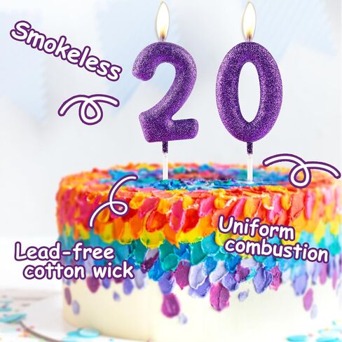 Glitter Purple Birthday Candles,Number 10 Candle,Happy 10th Birthday Candles for Girls Cake Topper Decor,2.36inch Number Candle Party Celebration Anniversary Decoration in Saudi Arabia