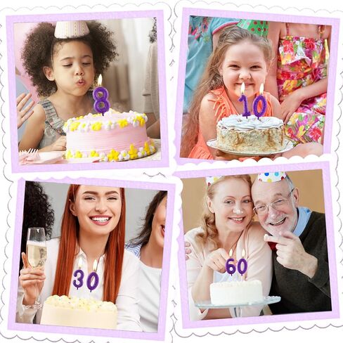 Glitter Purple Birthday Candles,Number 10 Candle,Happy 10th Birthday Candles for Girls Cake Topper Decor,2.36inch Number Candle Party Celebration Anniversary Decoration in Saudi Arabia