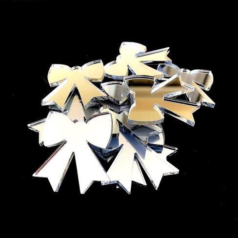 Super Cool Creations Bow/Ribbon Shaped Crafting Mirrors, Set of 10, Many Colours, Shatterproof Acrylic, Gold Mirror, Pack of 10 x 4cm in Saudi Arabia
