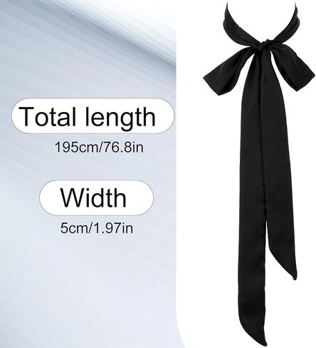Soft Black Scarf for Women Dress, 76Inch Long Solid Ribbon Chiffon Decorative Scarves Necklace Neck Scarf Dress Belt for Hairband Hat Handbag Necktie in Kuwait