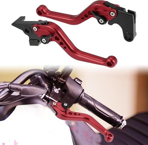 X AUTOHAUX زوج واحد من عتلات فرامل الدراجة النارية قابلة للتعديل قابلة للطي باستخدام الحاسب الآلي لياماها FZ6 Fazer 2004-2010 من أجل Yamaha FZ1 Fazer 2006-2013 أحمر in Saudi Arabia