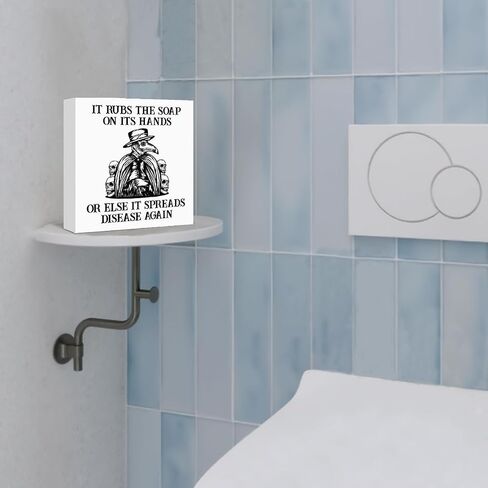 Gothic Bathroom Sign Decor Wash Your Hands Black Wood Block Sign for Bathroom Restroom Toilet Decoration in Saudi Arabia
