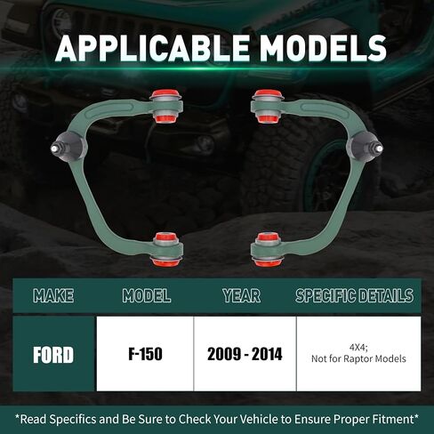 طقم تعليق ذراع التحكم العلوي الأمامي 12 قطعة لسيارة الدفع الرباعي 2009-2014 Ford F-150 [باستثناء. SVT Raptor] مع وصلة كروية K80306 K80308 K750362 K500008 ES800514 طقم تعليق مُثبت وصلات شريطية وصلات قضيب التعادل in Kuwait