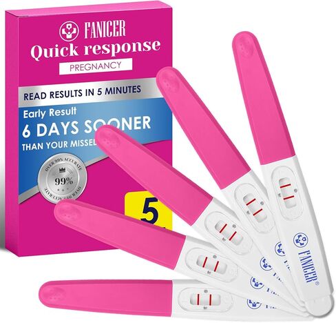 5 اختبارات حمل للكشف المبكر، مجموعة أدوات اختبار الحمل، كشف مبكر دقيق لـ HCG للنساء، سريع وسهل الاستخدام، اختبارات حمل سهلة في المنزل، معبأة بشكل فردي (أحمر وردي) in Kuwait
