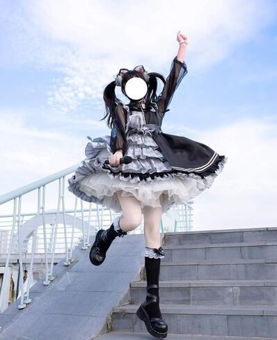 فستان ZZEQYG للسيدات والفتيات Kawaii Lolita Gothic فستان أنيمي مكسور زي قابل للقفل in Kuwait