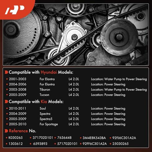 A-Premium Engine Serpentine Drive Belt Compatible with Hyundai Elantra 2001-2006, Tucson 2005-2009, Tiburon 2003-2008 & Soul 2010-2011, Sportage 2005-2010, Spectra 2004-2009, Spectra5 2005-2009, 2.0L in Saudi Arabia