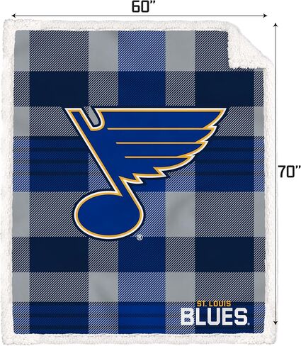 Pegasus Sports Officially Licensed NHL Plaid Steel Royal Plush Sherpa Blanket in Kuwait