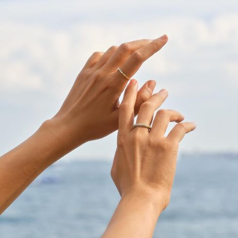STORYJEWELLERY خواتم متراصة مطلية بالذهب عيار 18 قيراط للنساء، أساور أبدية للنساء، خواتم زفاف سميكة، خاتم بيان تمهيد مطلي بالذهب، هدايا لها in Saudi Arabia