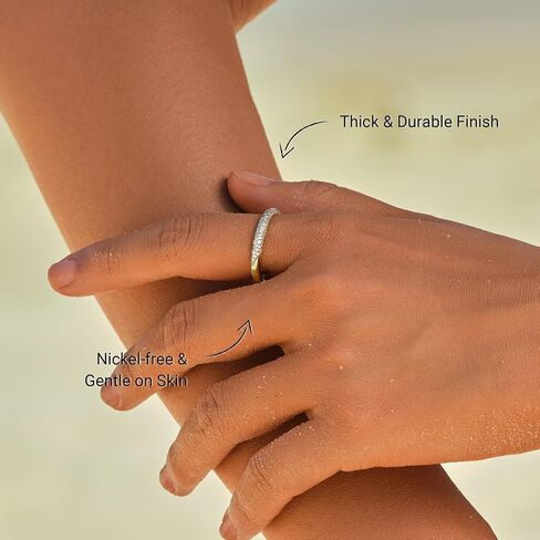 STORYJEWELLERY خواتم متراصة مطلية بالذهب عيار 18 قيراط للنساء، أساور أبدية للنساء، خواتم زفاف سميكة، خاتم بيان تمهيد مطلي بالذهب، هدايا لها in Saudi Arabia
