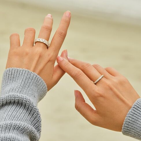 STORYJEWELLERY خواتم متراصة مطلية بالذهب عيار 18 قيراط للنساء، أساور أبدية للنساء، خواتم زفاف سميكة، خاتم بيان تمهيد مطلي بالذهب، هدايا لها in Saudi Arabia