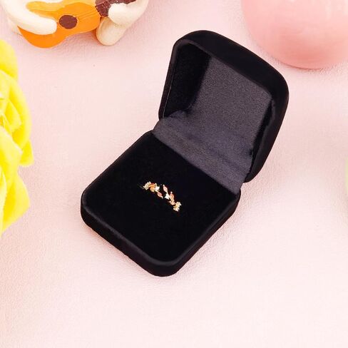 Cubic Zirconia Leaf Rings for Women, Delicate Adjustable Leaf Shape Open Ring with Jewelry Box Ideal Jewelry Gifts for Birthday Mother's Day Valentine's Day (Orange Red) in Saudi Arabia