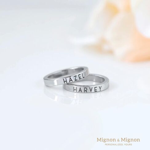 MignonandMignon Personalized Engraved Rings for Women Friendship Matching Rings Custom Coordinate Stacking Best Friend Memorial - R4 in Saudi Arabia