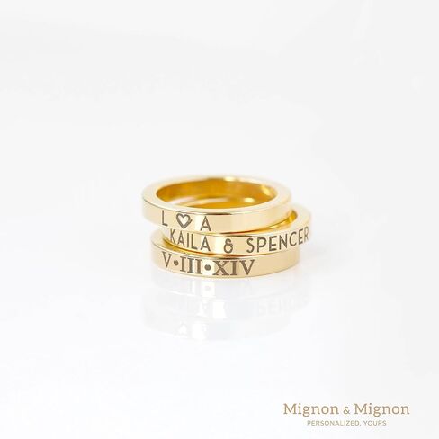 MignonandMignon Personalized Engraved Rings for Women Friendship Matching Rings Custom Coordinate Stacking Best Friend Memorial - R4 in Saudi Arabia