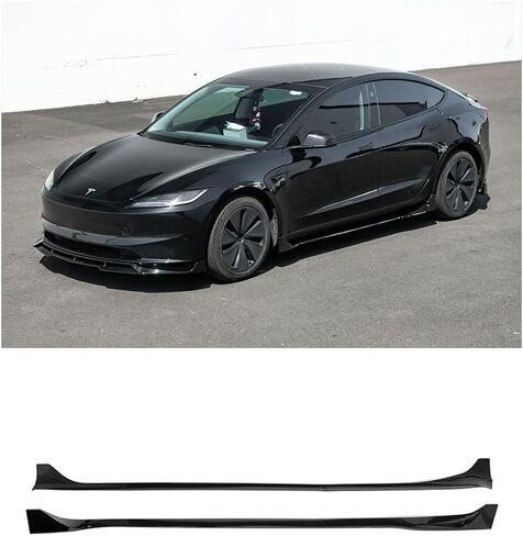 Replacement for 2024-Present Tesla Model 3 | Performance Style ABS Plastic Glossy Black 4 Pieces Design Side Skirts Rocker Panel Pair in Saudi Arabia