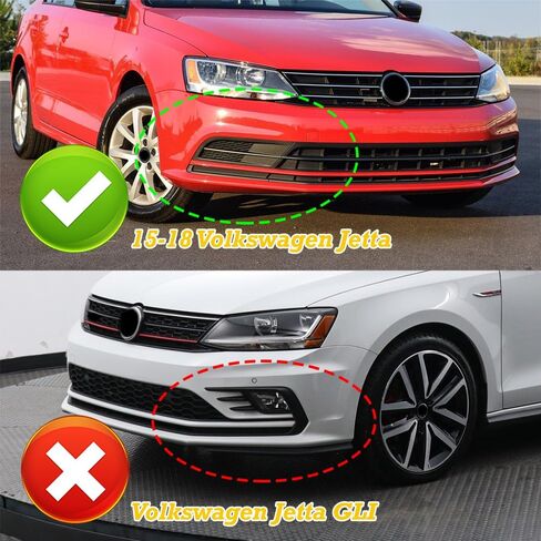 5pcs Combo Front Bumper Body Kit Lip + Side Skirt Extensions Diffuser Compatible with 2015-2018 Volkswagen Jetta MK6 2016 2017 (Painted Black) in Saudi Arabia